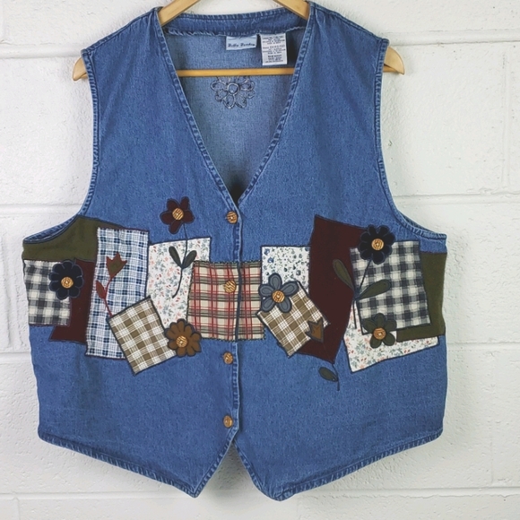 Bobbie Brooks Vintage Jean Patchwork Vest XL